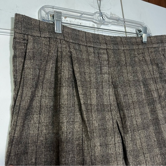 Babaton Aritzia Cohen Pants Pleated Glen Plaid CASHMERE Check Tan Size 16 Career - Picture 4 of 11
